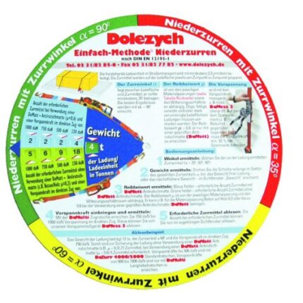 Trucker´s Disc, zur Ermittlung der erforderlichen Ladungssicherung beim Diagonal- und Niederzurren