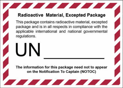 Kennzeichen "Radioactive Material Excepted Package", 105x78 mm