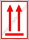Abfertigungszeichen "Hier oben", rot, 74x105 mm