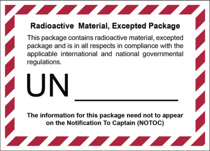 Kennzeichen "Radioactive Material Excepted Package", 105x78 mm